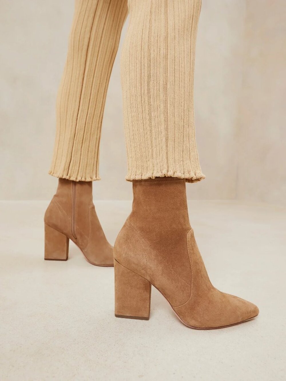 Loeffler Randall Isla Slim Ankle Booties Bisque Beige size 9